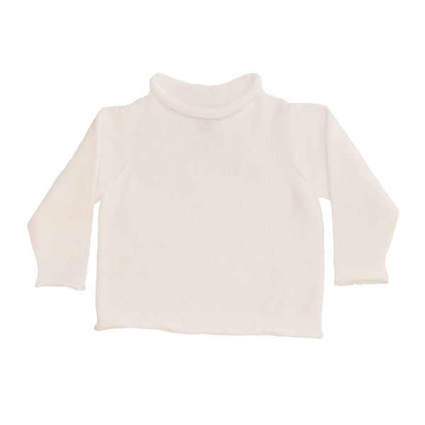 White Cotton Rollneck Sweater - All She Wrote