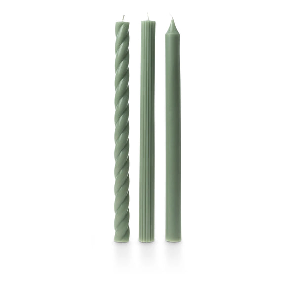 Sage Assorted Taper Candles 3-Pack