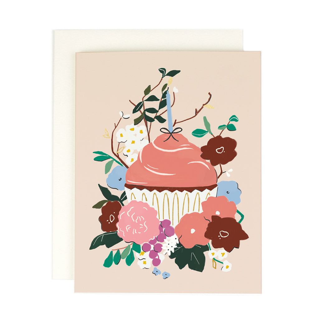 Blush Cupcake Birthday Card