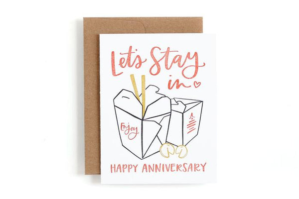 Let's Stay In Anniversary Card - All She Wrote