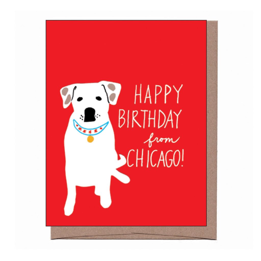 Chicago Dog Collar Birthday Card