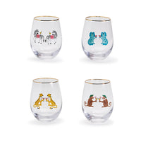 Party Animals Stemless Wine Glass Set