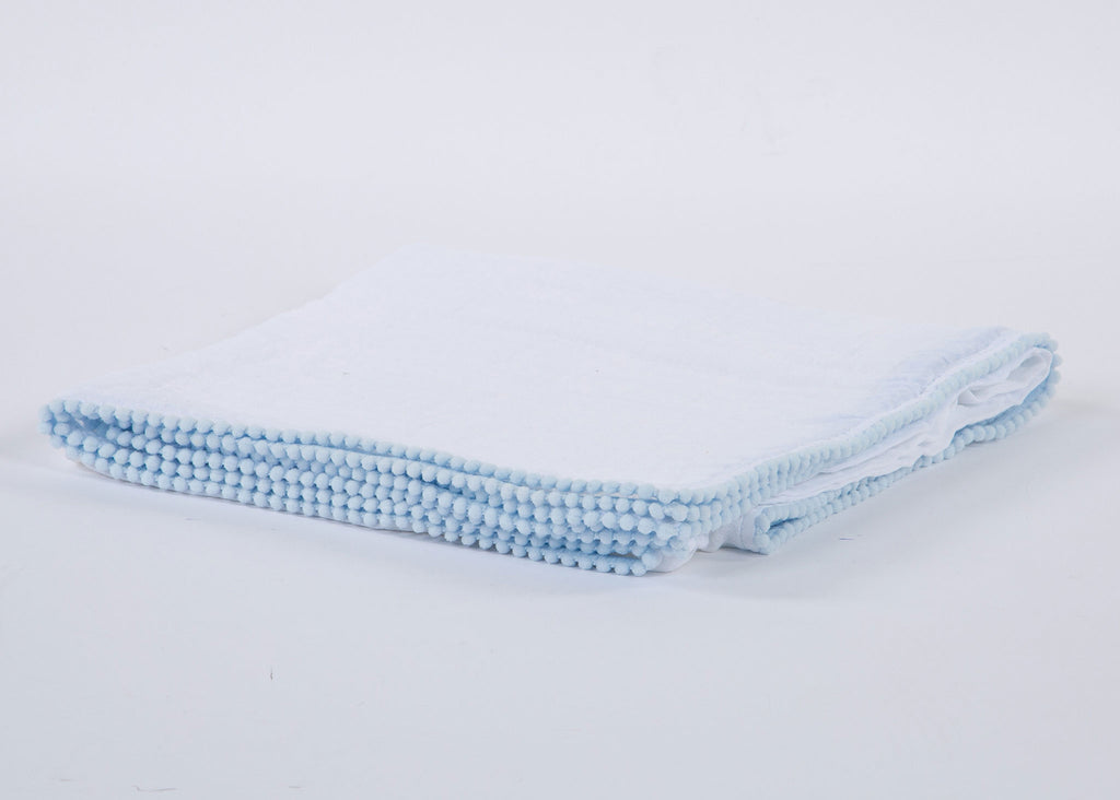 White + Baby Blue Cotton Muslin Swaddle