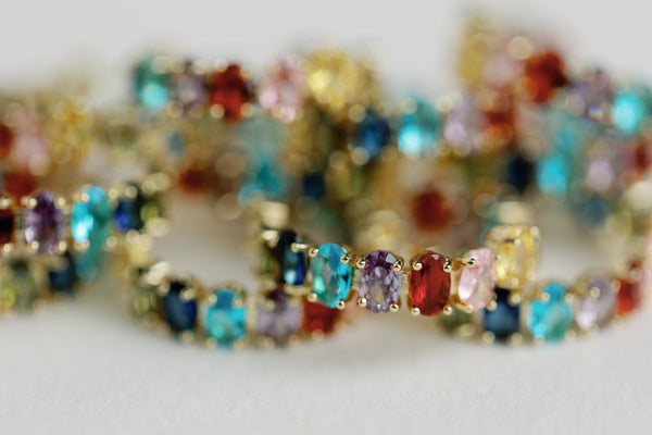 Rainbow Jeweled Hoop Earrings