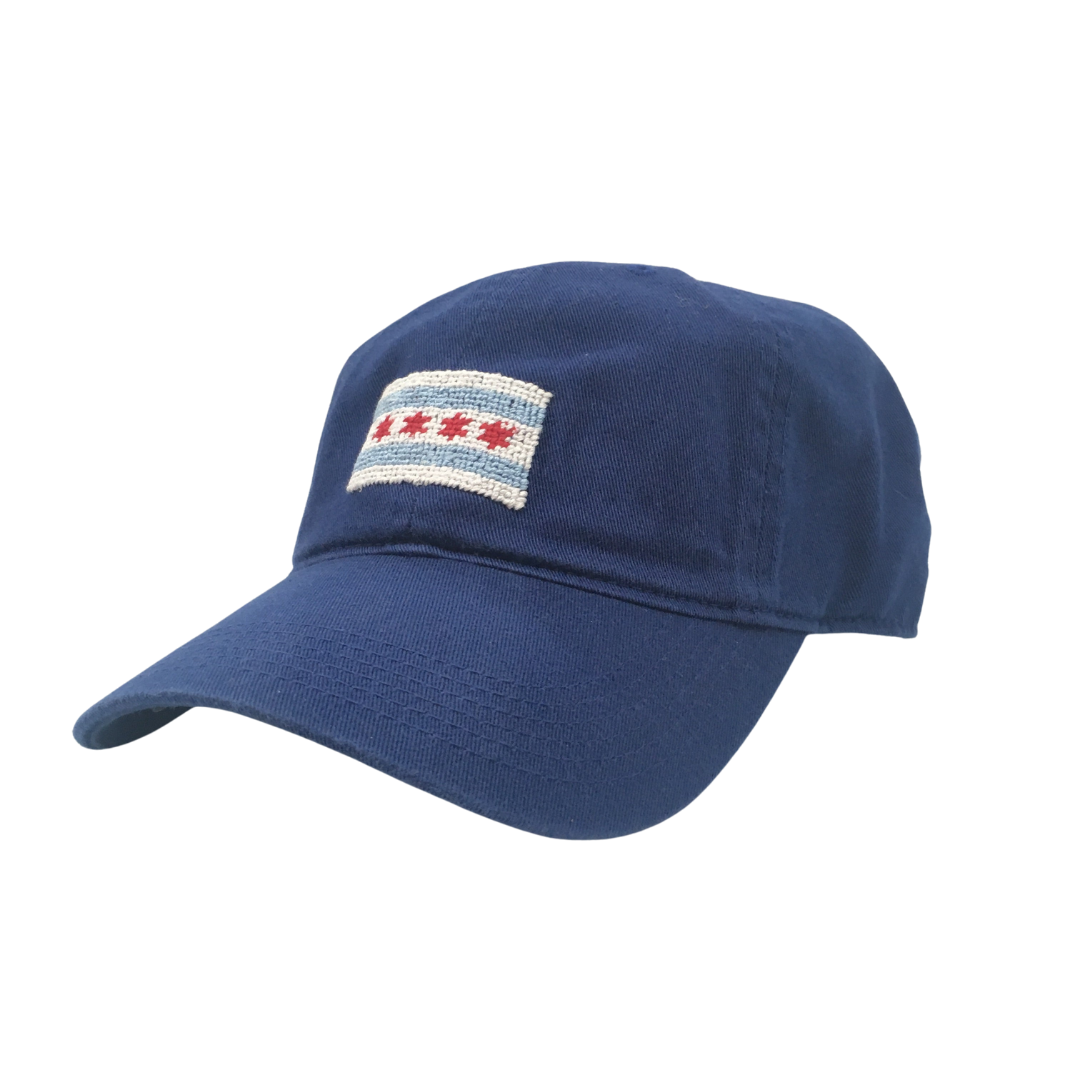 Sale Chicago Flag Needlepoint Hat - Navy