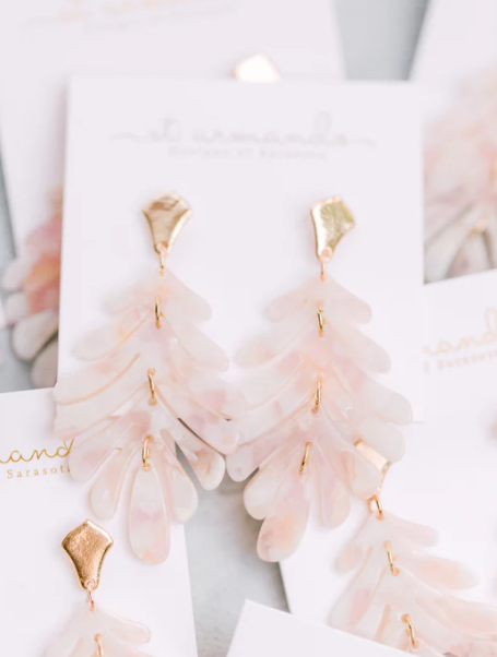 Pink Petite Palm Drop Earrings