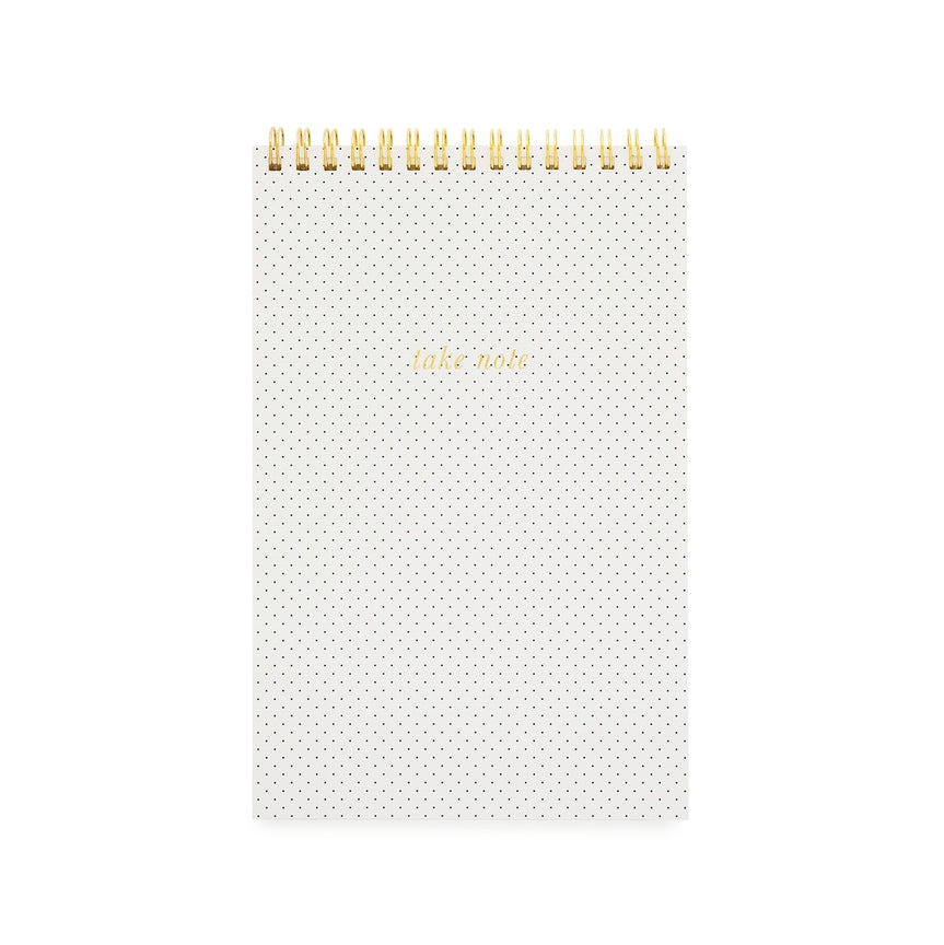 Top Spiral Notebook White + Black Pin Dot