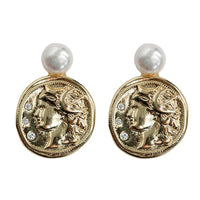 Pearl & Gold Coin Earrings