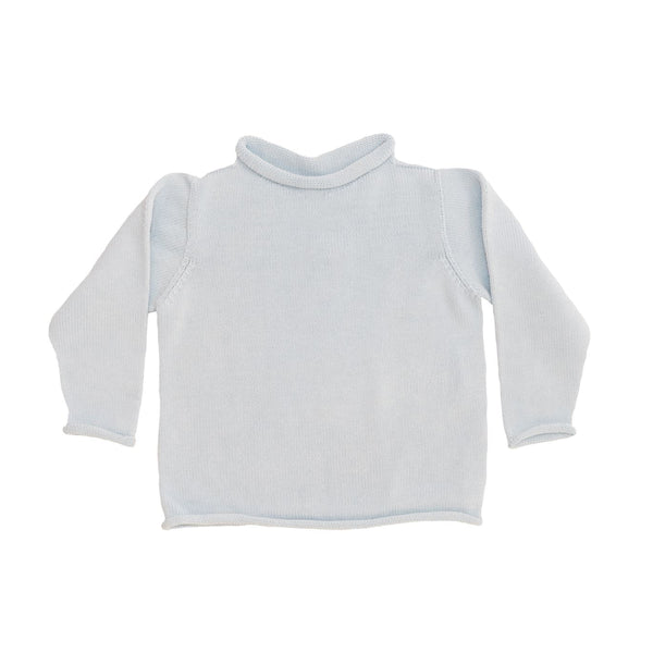 Light Blue Cotton Rollneck Sweater - All She Wrote