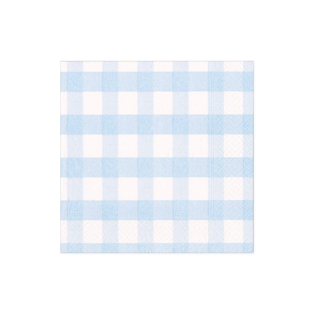 Light Blue Gingham Cocktail Napkin