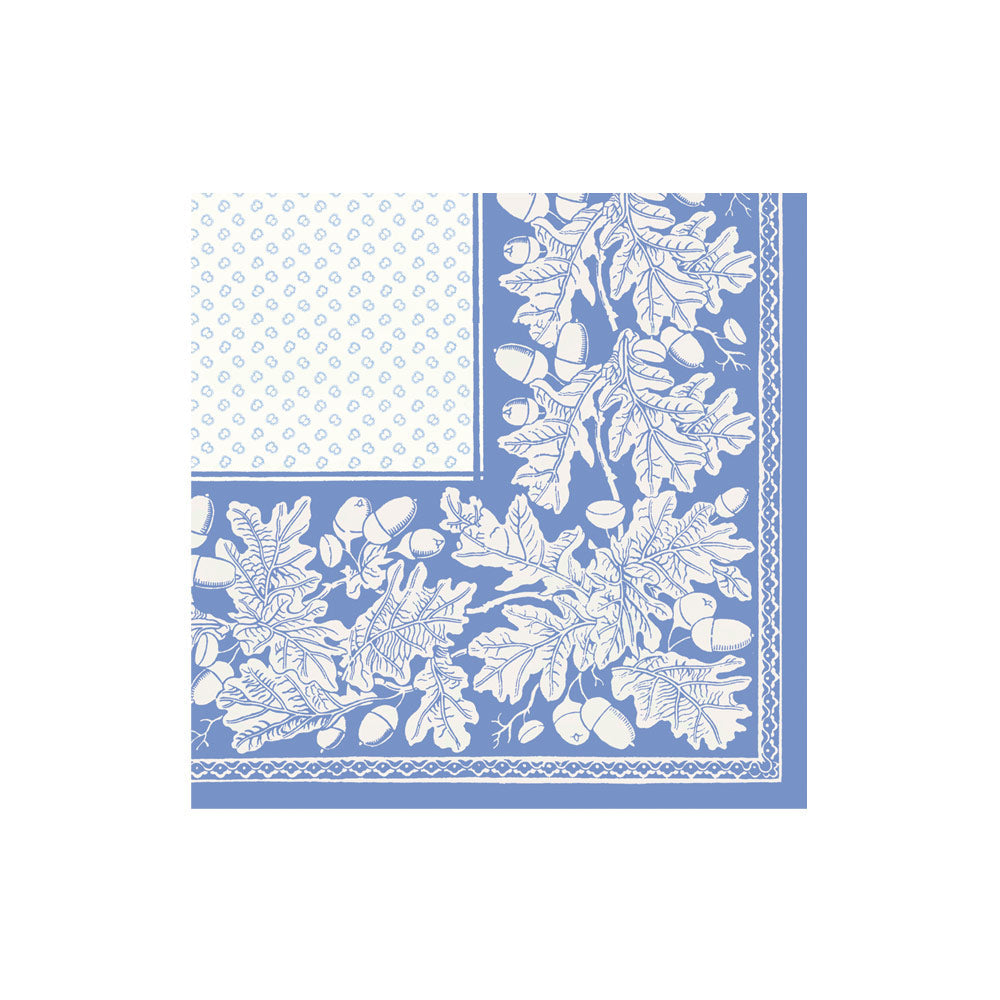 Blue Oak Leaves & Acorns Paper Linen Cocktail Napkin