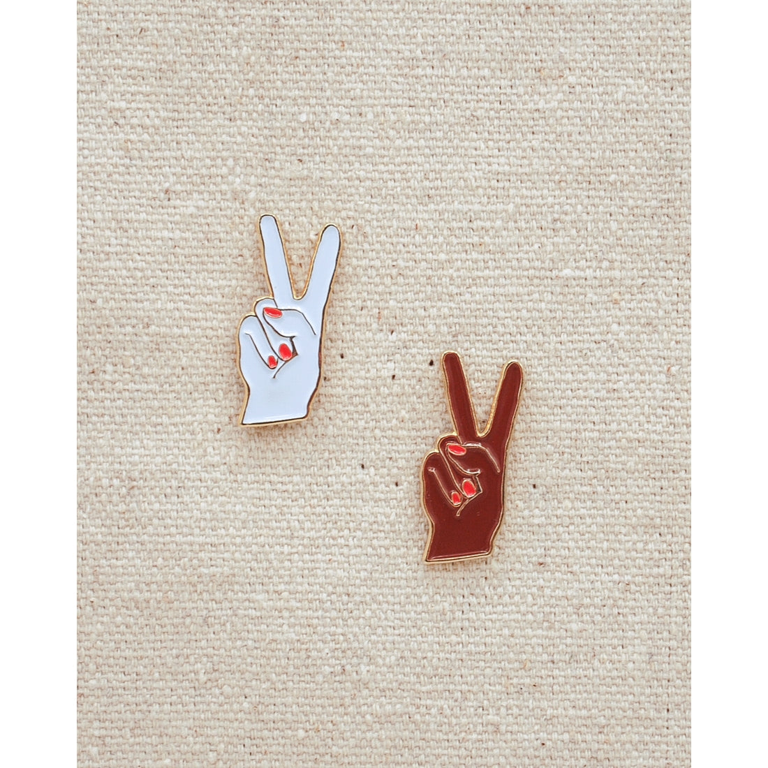 White Peace Hand Enamel Pin