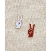 White Peace Hand Enamel Pin