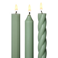 Sage Assorted Taper Candles 3-Pack