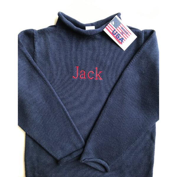 Navy Cotton Rollneck Sweater - All She Wrote