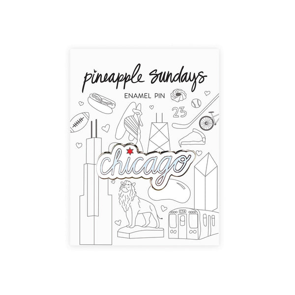 Chicago Script Enamel Pin