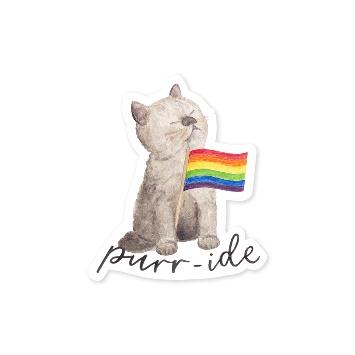 Rainbow Flag Purr-ide Pride Sticker
