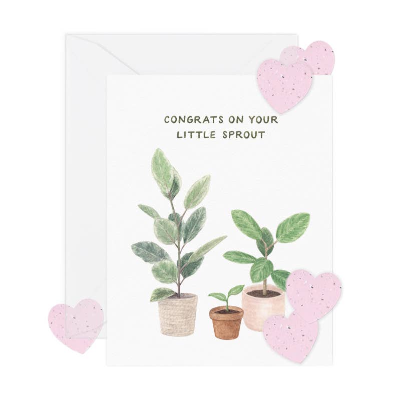 Little Sprout New Baby Card w/ Seed Confetti