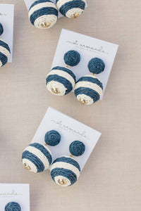 Navy and White Striped Lido Pom Poms