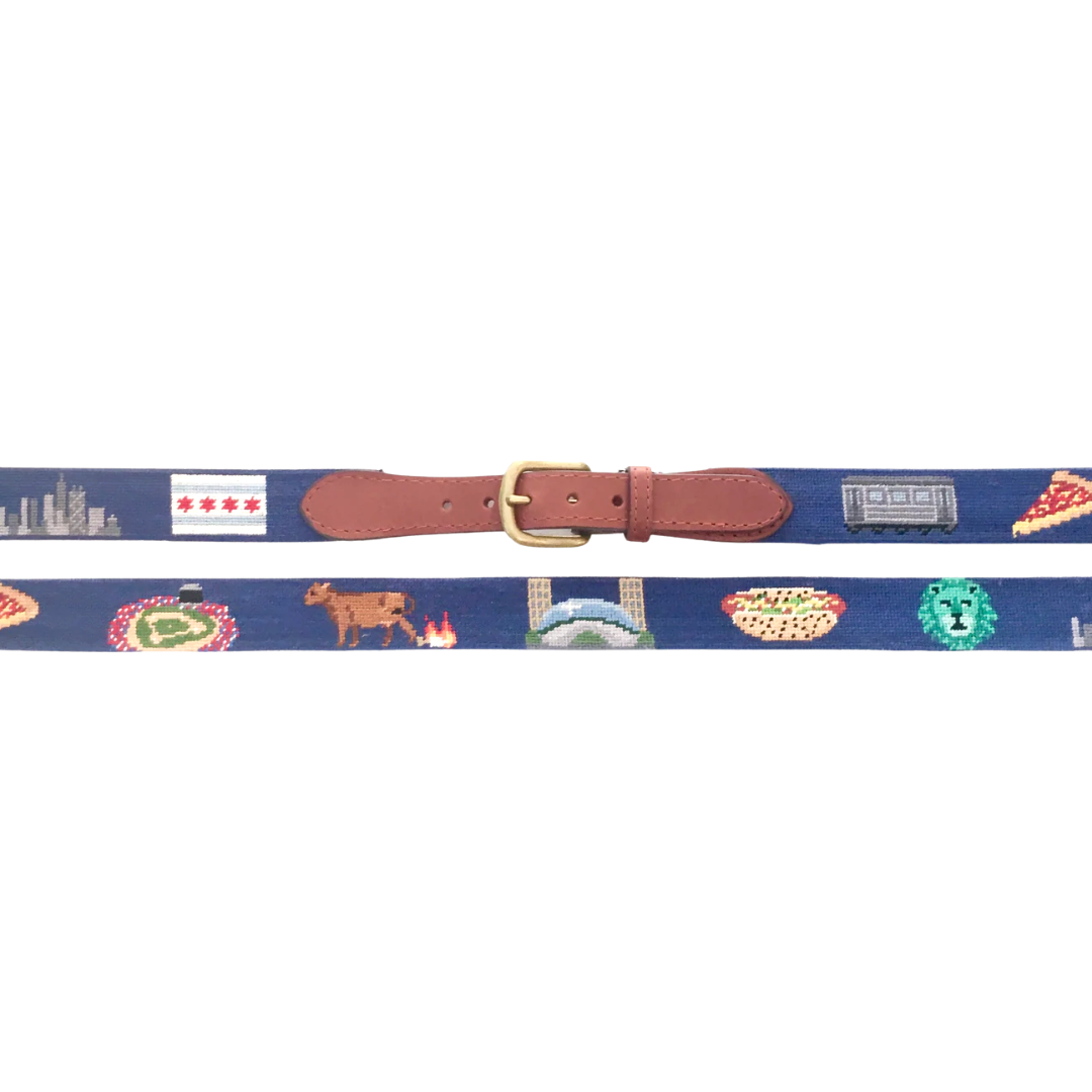 Chicago Life Needlepoint Belt