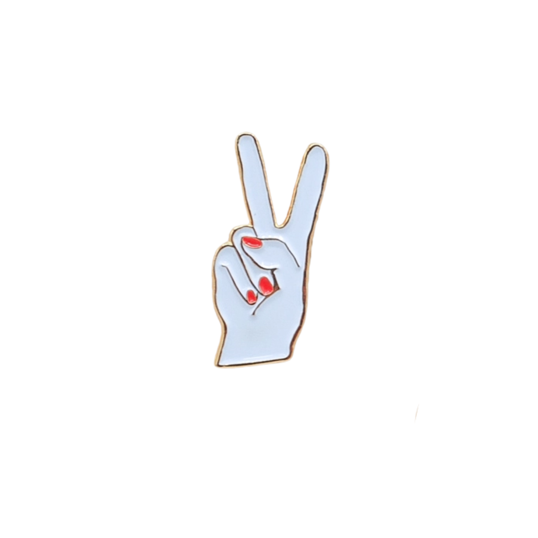 White Peace Hand Enamel Pin