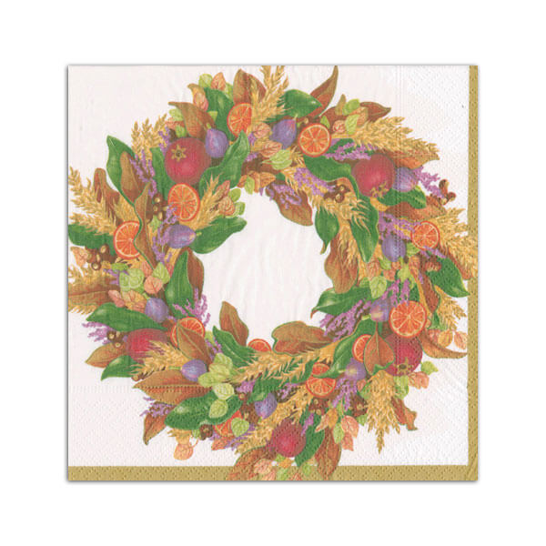 Autumn Wreath Cocktail Napkin - All She Wrote