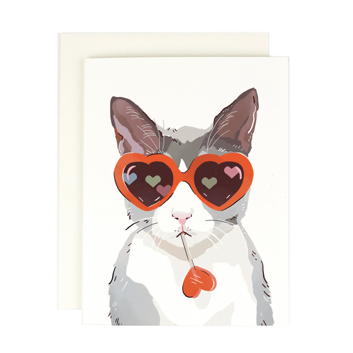 Heart Eye Cat Valentine Card