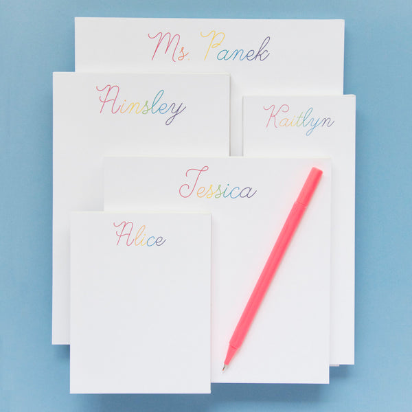 Rainbow Script Personalized Notepad