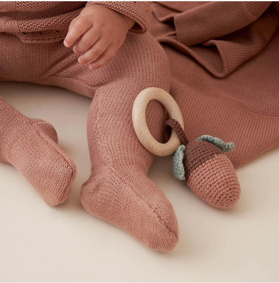 Acorn Knit Rattle