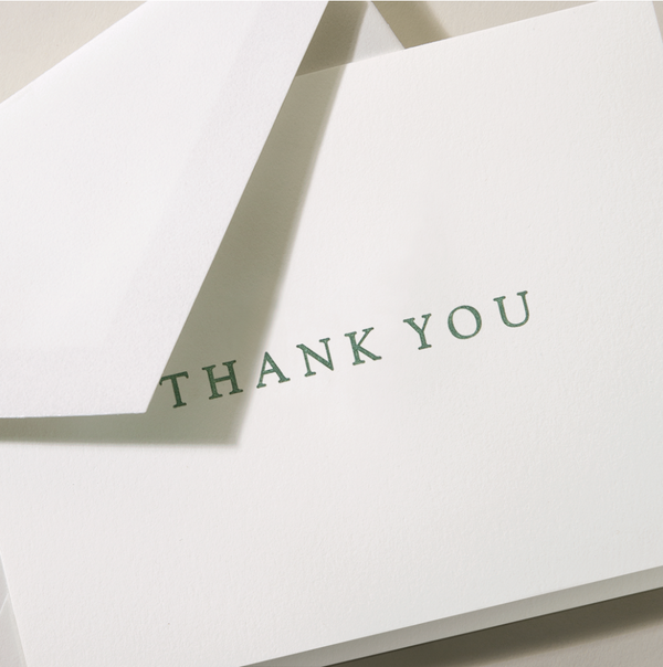 Hunter Green Thank You Boxed Stationery