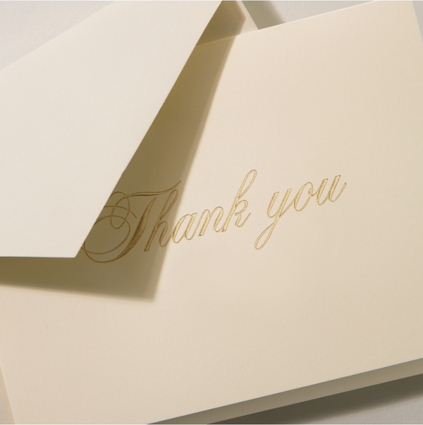 Gold Script Thank You Boxed Stationery