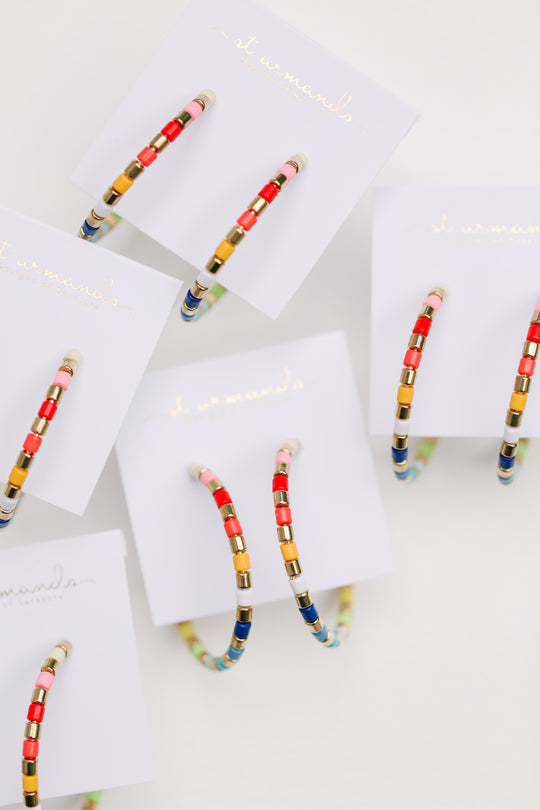 Rainbow Beaded Hoops