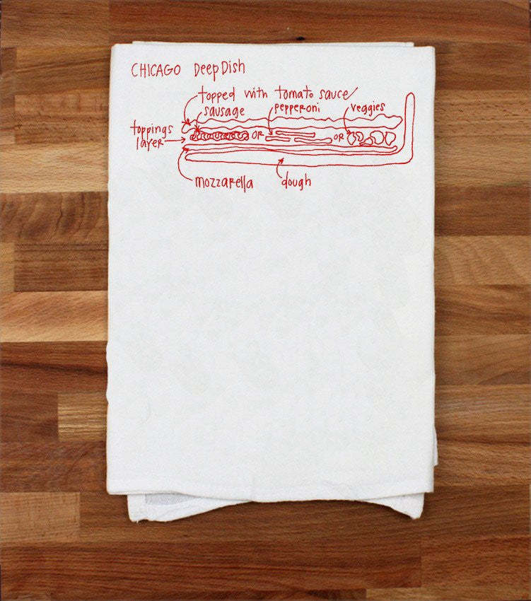 Chicago Deep Dish Pizza Tea Towel - All She Wrote