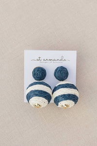 Navy and White Striped Lido Pom Poms