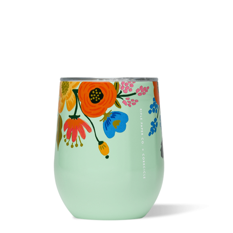 Turquoise Floral Stemless Wine Cup - All She Wrote