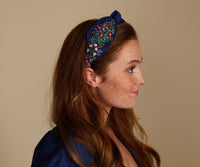 Navy Lottie Embroidered Headband